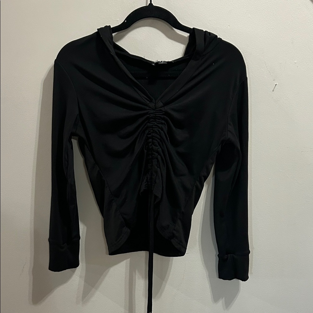 Love Women's Black Ruched Hoodie